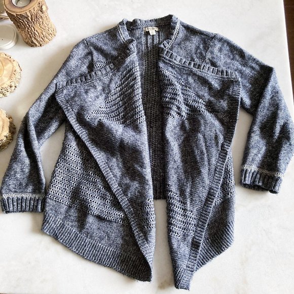Lucky Brand knit open cardigan sweater, navy blue / heathered blue marine - Picture 6 of 10